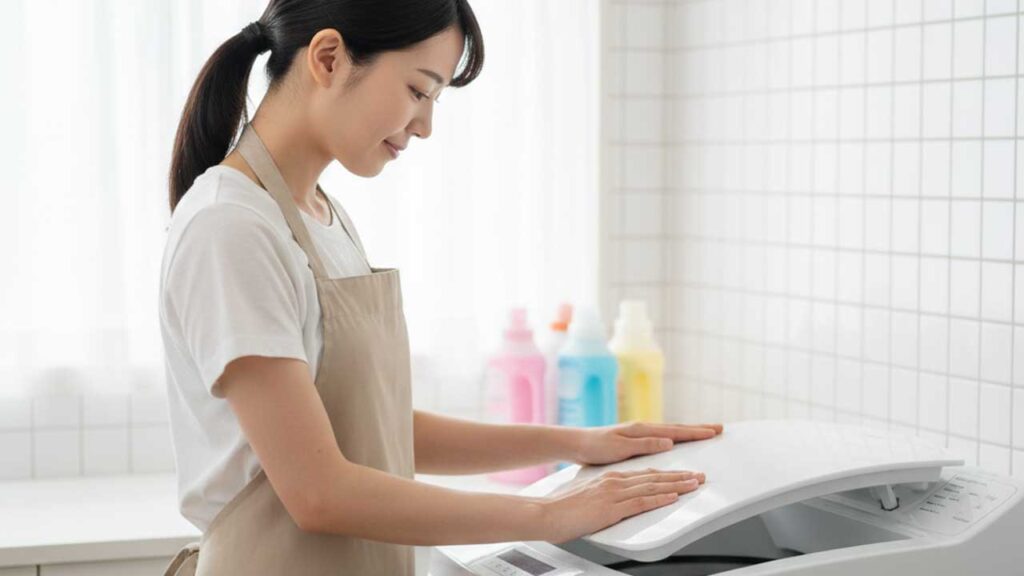 洗濯機の蓋を閉じる