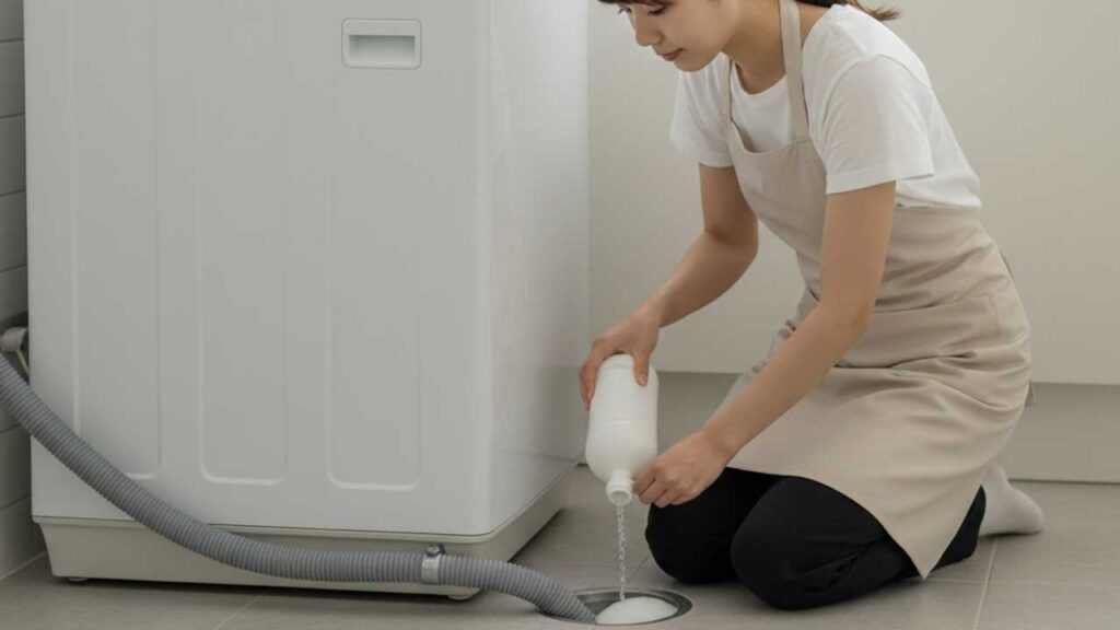 洗濯機の排水口の内部を掃除する