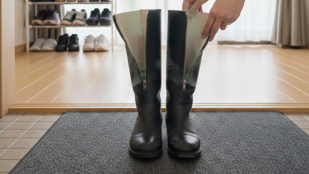 ブーツに空気を通す