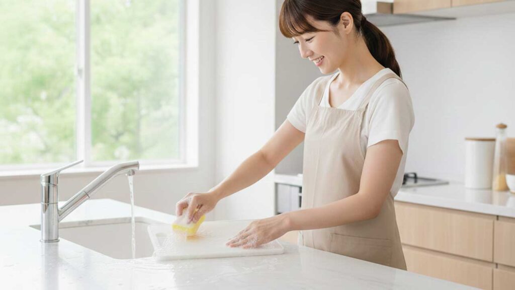 まな板を洗う