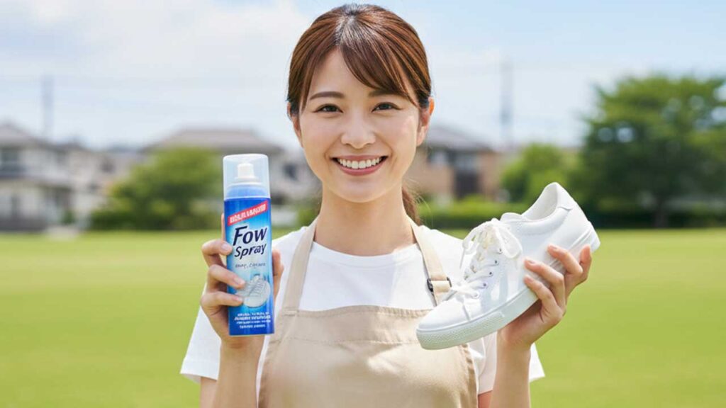 消臭スプレーを手に持つ女性