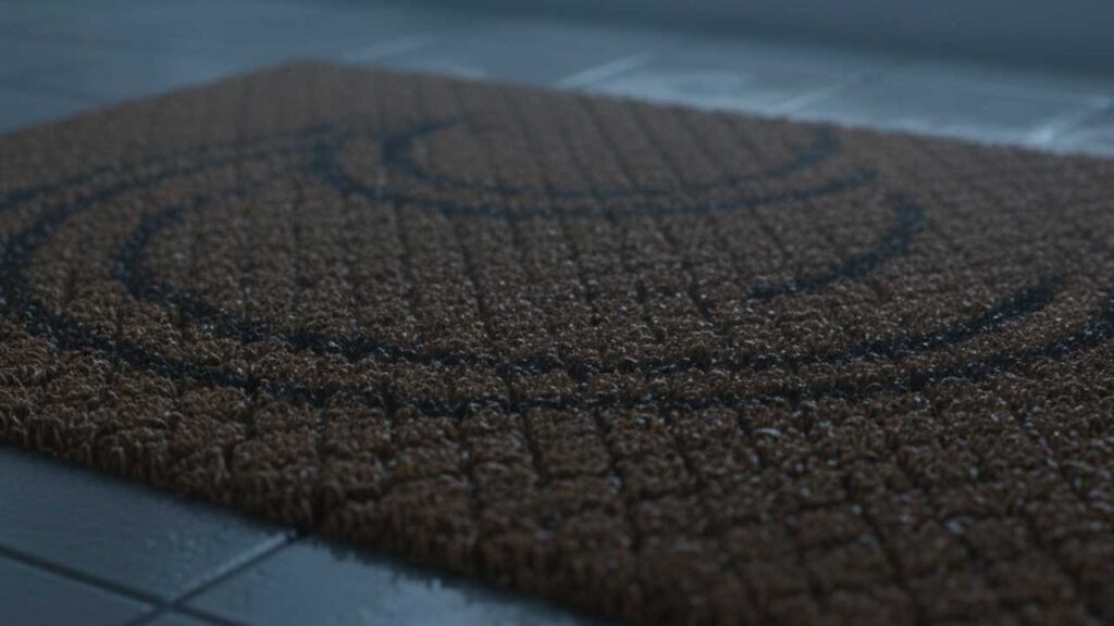 湿った玄関マット