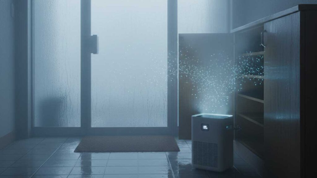除湿器で玄関を除湿する