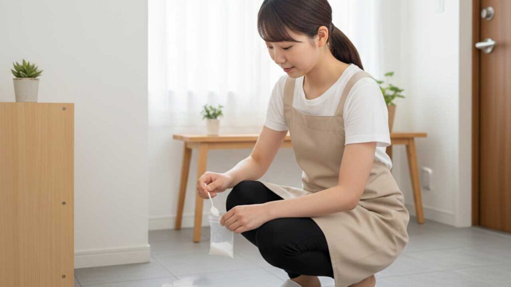 お茶パックに重曹を入れる