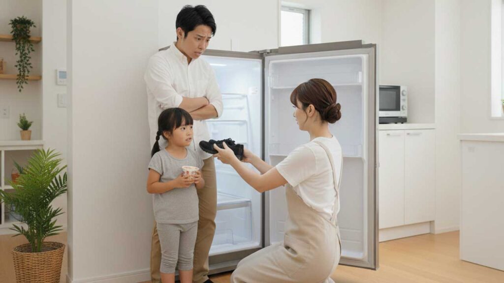 冷凍庫に靴を入れる前に家族に相談