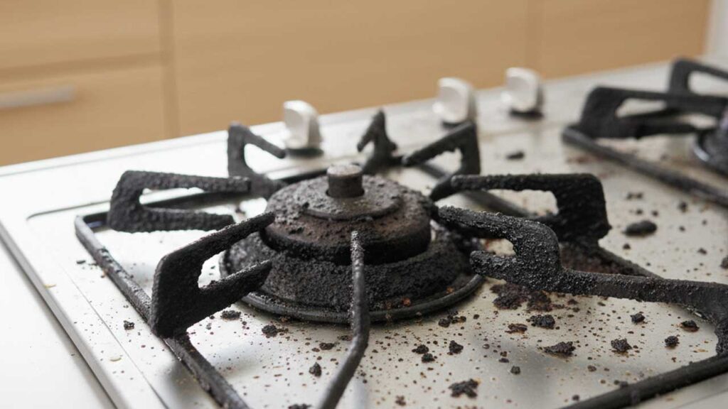 ガスコンロの焦げ付き汚れ