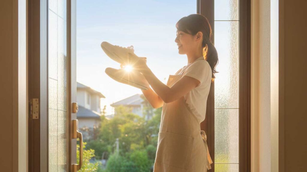 清潔な靴を持つ女性