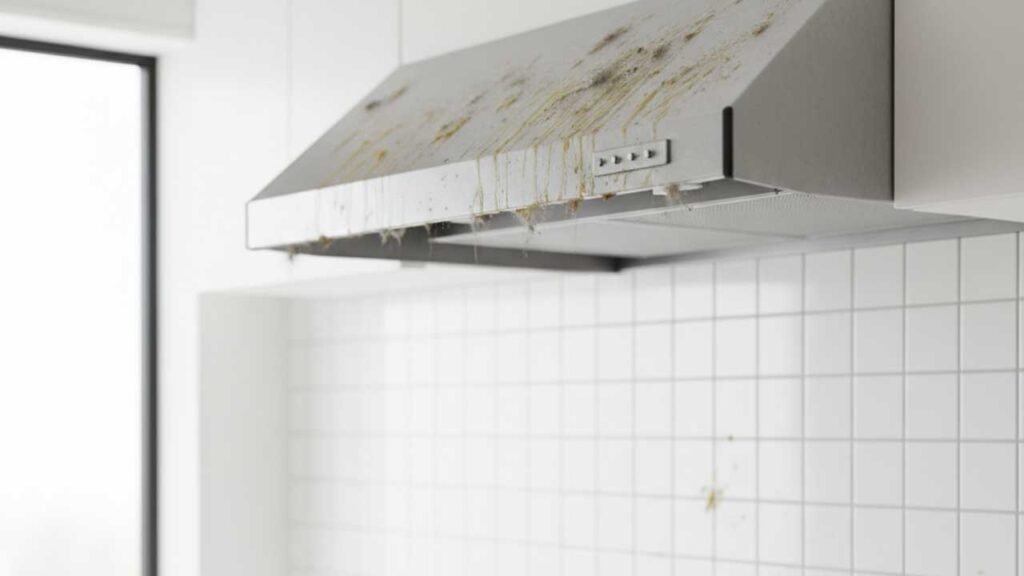 キッチンの換気扇についた油汚れとほこり