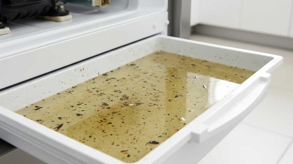 冷蔵庫のドレンパンに溜まった水