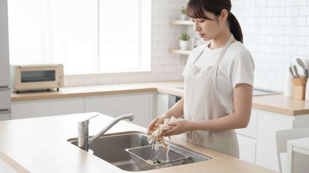 キッチンの三角コーナーに溜まったゴミ