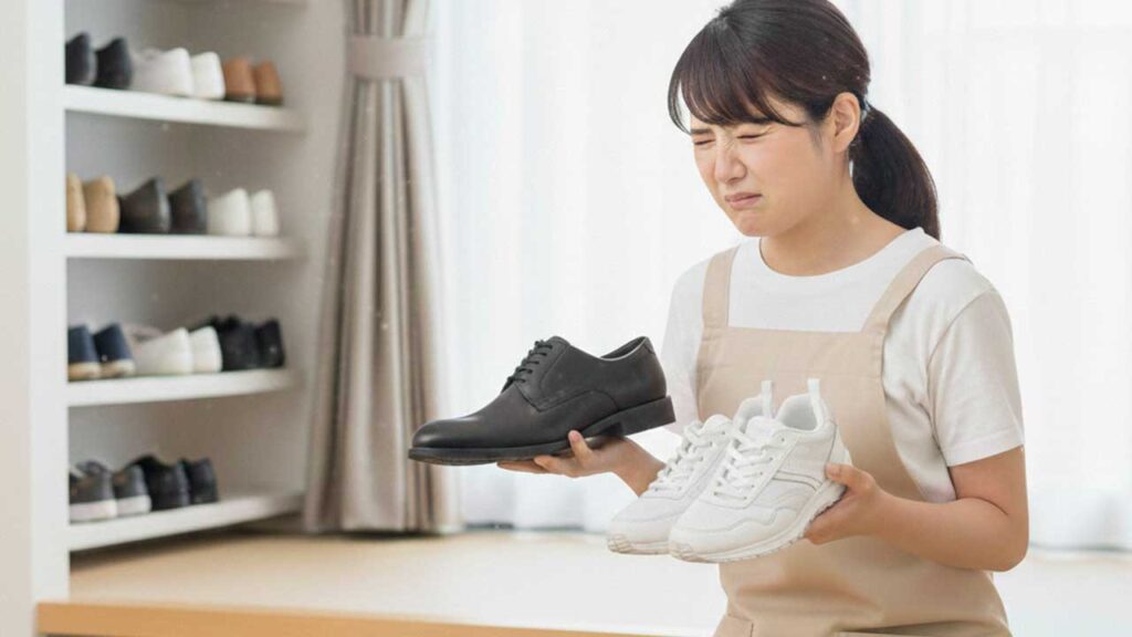 革靴とスニーカーの香りが強い