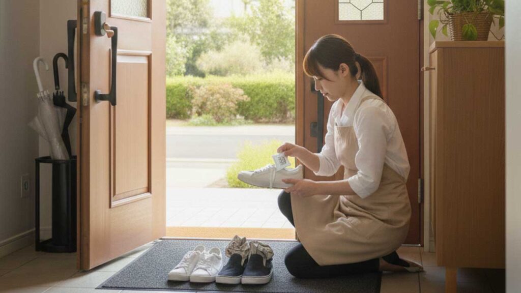 靴の中に乾燥材をいれる