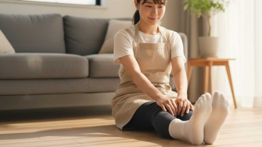 清潔な靴下を履く女性
