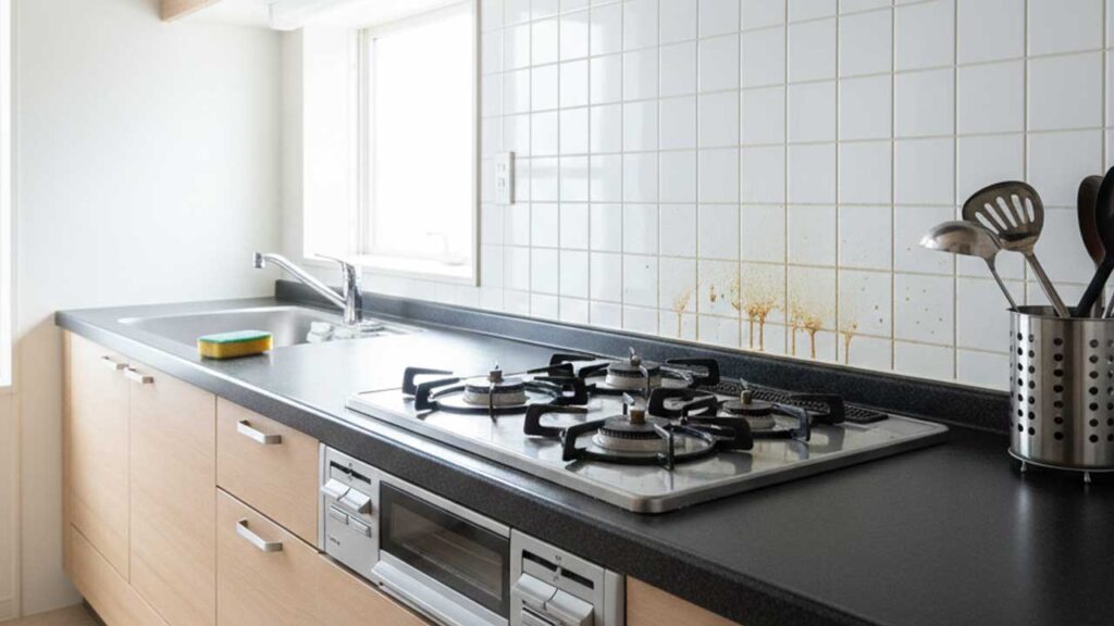 キッチンのコンロの周り汚れ