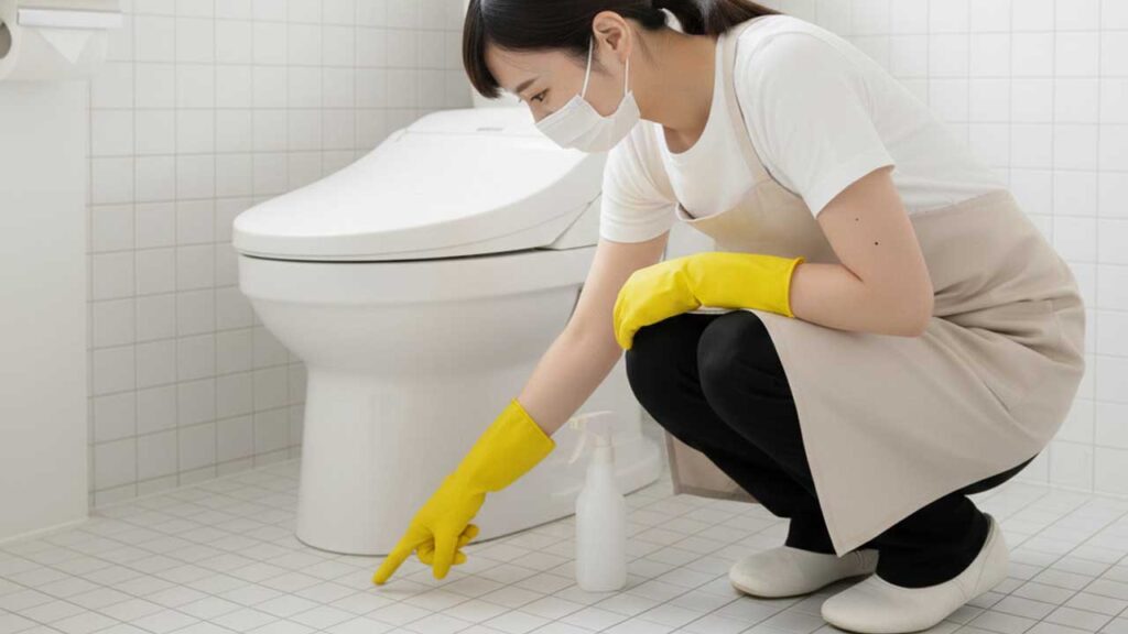 トイレの汚れをチェックする