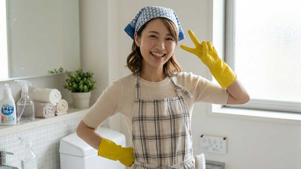 トイレに立つ女性