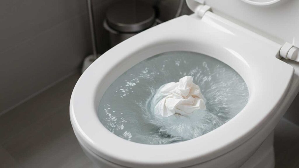 トイレに大量のトイレットペーパーを流す