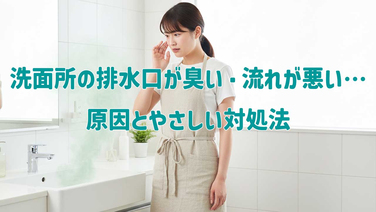 洗面所の排水口が臭い・流れが悪い…原因とやさしい対処法
