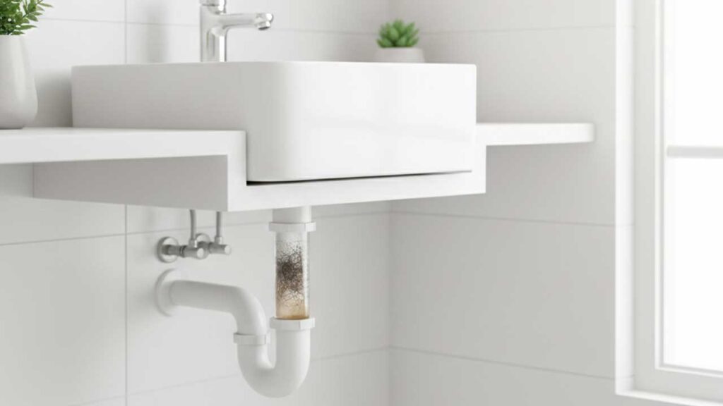 洗面所の排水管の髪の毛や汚れの詰まり