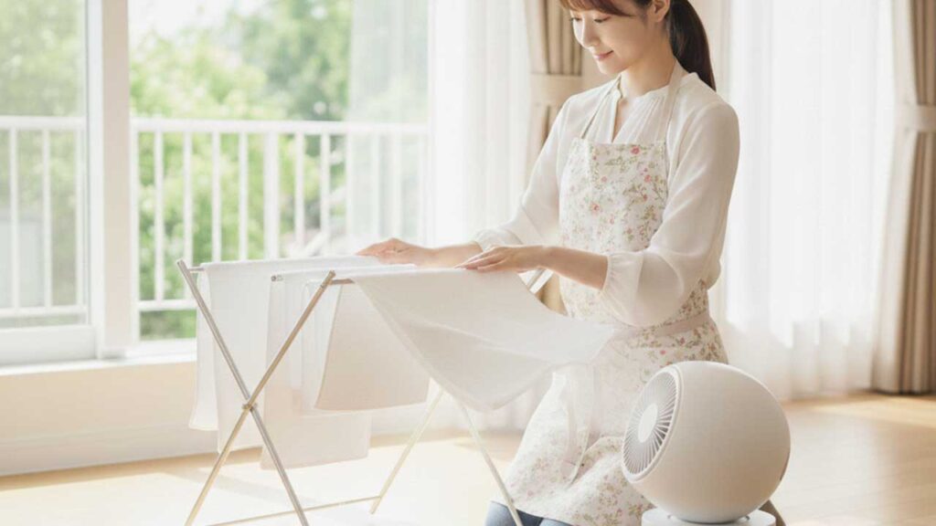 雑巾をサーキュレーターで乾かす