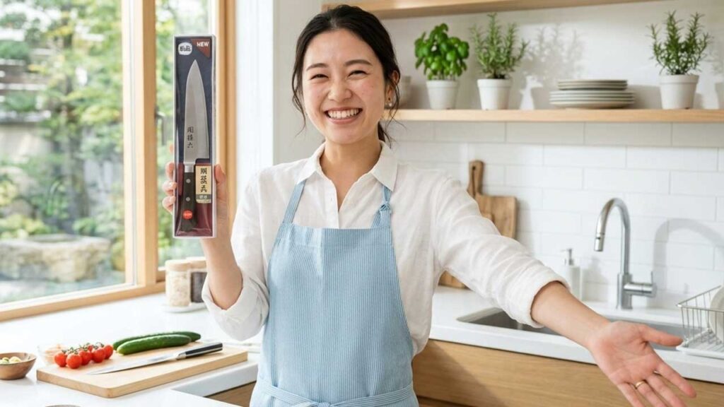 包丁を持つ女性